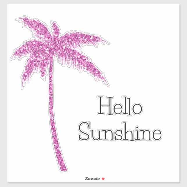Pink Glitter Sparkle Tropical Palm Tree  (Sheet)