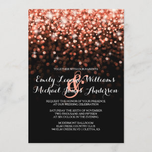 Pink Glitter Sparkles Elegant Wedding Invitation