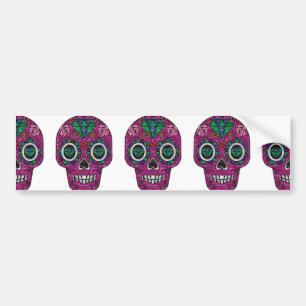 pink glitter sugar skull bumper sticker