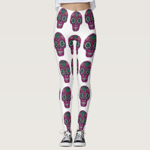 pink glitter sugar skull leggings