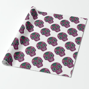 pink glitter sugar skull wrapping paper