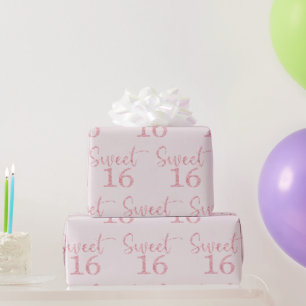 Pink Glitter Sweet 16 Wrapping Paper