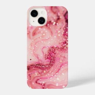 pink glitter swirl iPhone 14 case