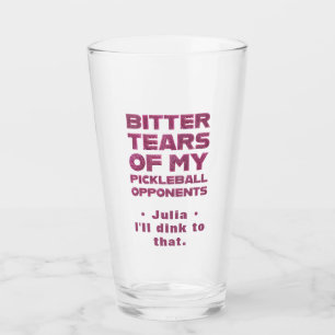 Pink Glitter Tears of My Pickleball Opponents Glass