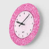 Pink Glitter Texture Print Large Clock (Angle)