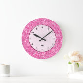 Pink Glitter Texture Print Large Clock (Home)