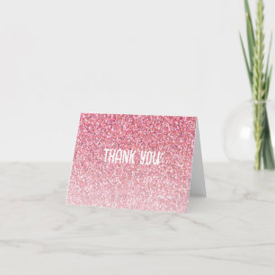Pink Glitter Thank You Card