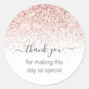Pink Glitter Thank You Classic Round Sticker