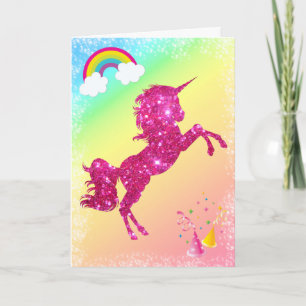 Pink Glitter Unicorn Card