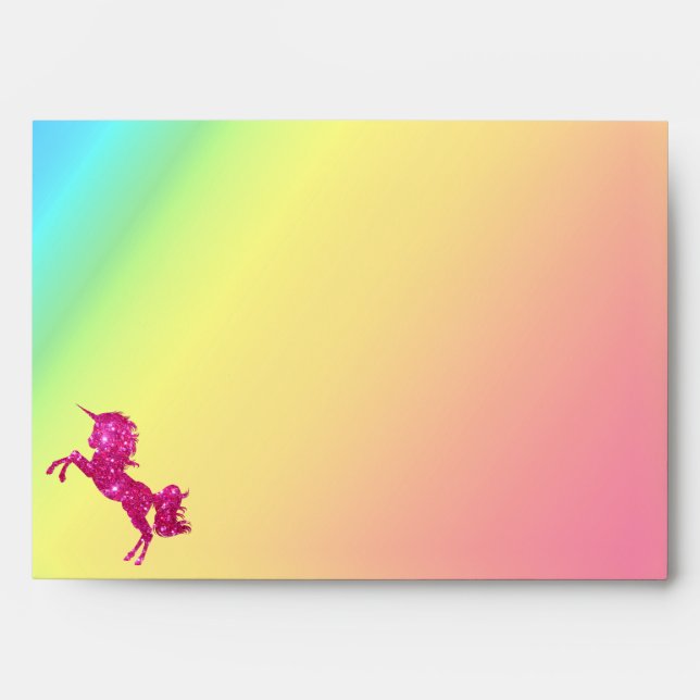Pink Glitter Unicorn Envelope (Front)