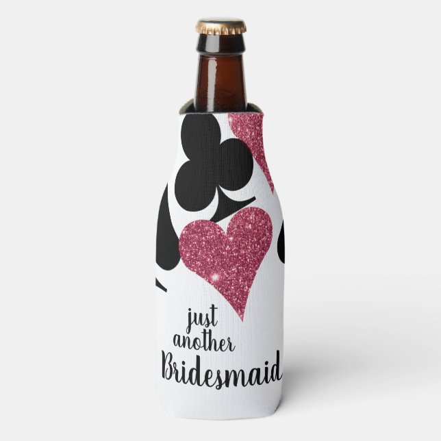 Pink Glitter Vegas Bridesmaid Custom Bottle Cooler (Bottle Front)