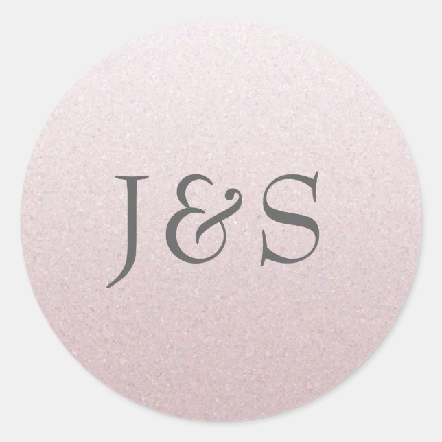 Pink glitter wedding personalised initial stickers (Front)