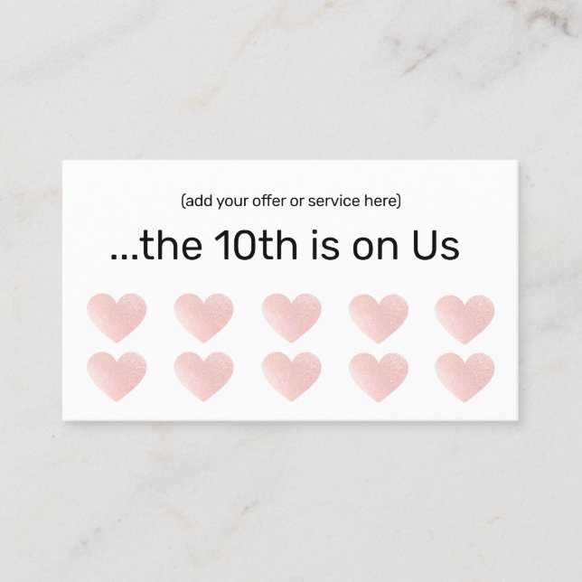 Pink Glitter White 10 Punch Salon Customer Loyalty (Front)