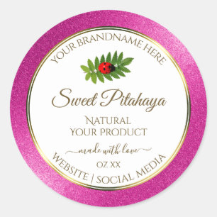 Pink Glitter White Product Labels Fine Gold Frame