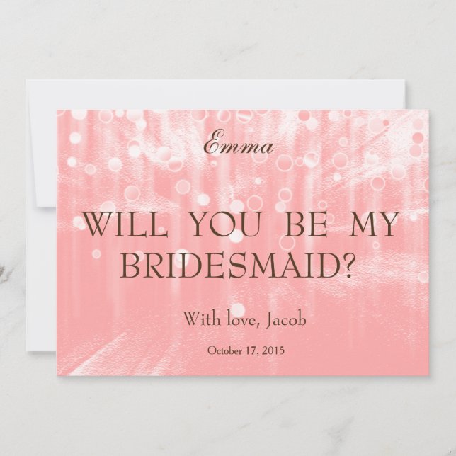 Pink Glitter Will You Be My Bridesmaid Invitation (Front)