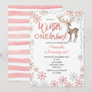 Pink Glitter Winter Birthday Invitation