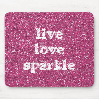 Pink Glitter with Live Love Sparkle Quote Mouse Mat