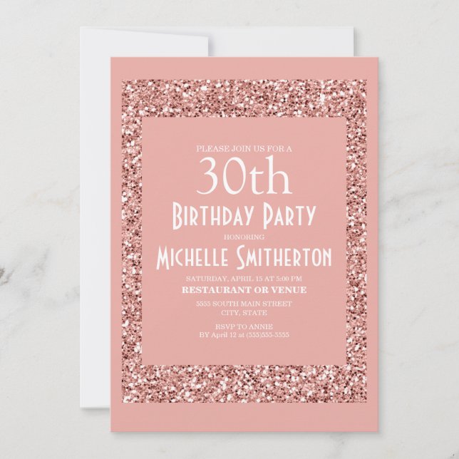 Pink Glitter Women's 30th Birthday Card (Front)