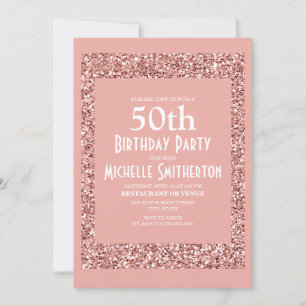 Pink Glitter Women's 50th Birthday Card