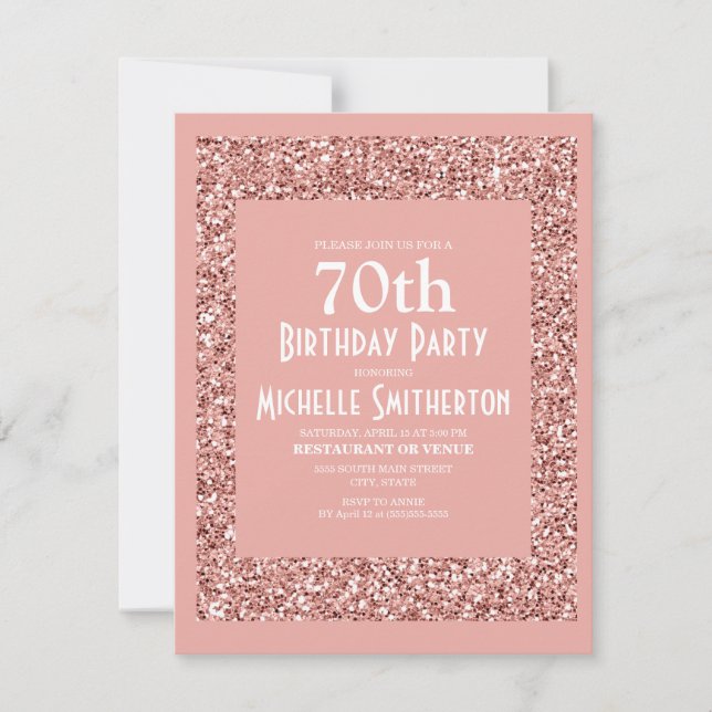 Pink Glitter Women's 70th Birthday Card (Front)