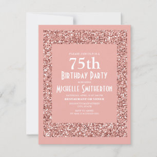 Pink Glitter Women's 75th Birthday Card