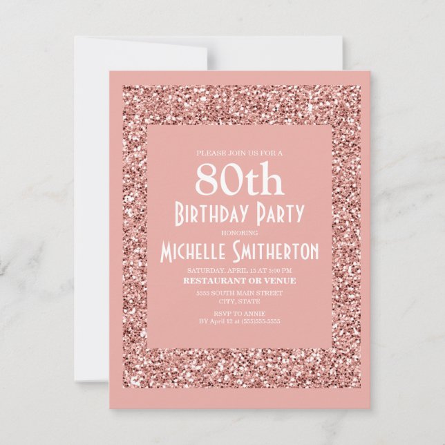 Pink Glitter Women's 80th Birthday Card (Front)