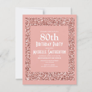 Pink Glitter Women's 80th Birthday Card