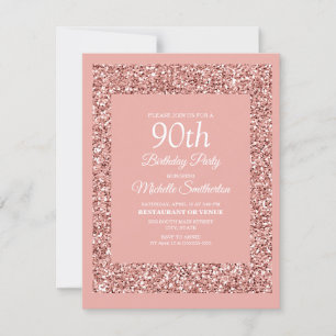 Pink Glitter Women's 90th Birthday Card
