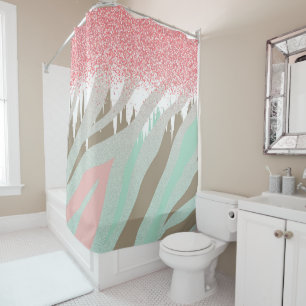 Pink Glitter Zebra Stripe Abstract Pattern Shower Curtain