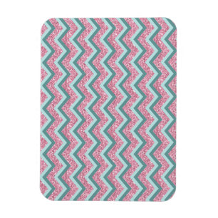 Pink Glitter ZigZag Pattern Magnet