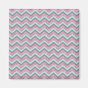Pink Glitter ZigZag Pattern Magnet