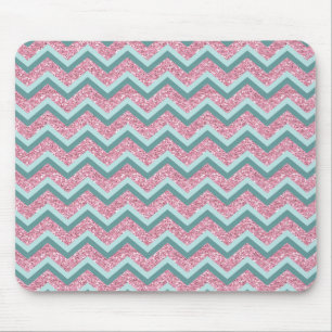 Pink Glitter ZigZag Pattern Mouse Mat