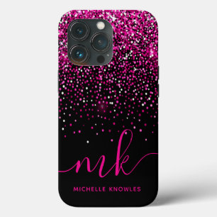 Pink Glitters Monogram & Name iPhone 13 Pro Case