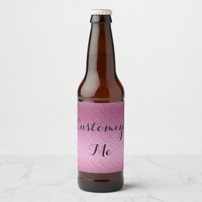 Pink Glittery Gradient Beer Bottle Label (Front)
