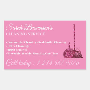 Pink Glitz Glam Cleaning Service Janitorial Rectangular Sticker