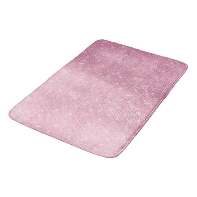 Pink Glitzy Chic Glam Sparkle Bath Mat (Angled)