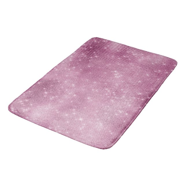 Pink Glitzy Chic Glam Sparkle Bath Mat (Angled)