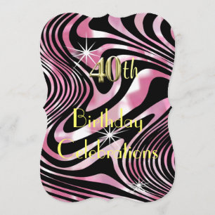 Pink Glitzy Girly Sparkle 40th Birthday Party Invitation