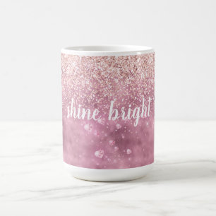 Pink Glitzy Glitter Hearts Coffee Mug