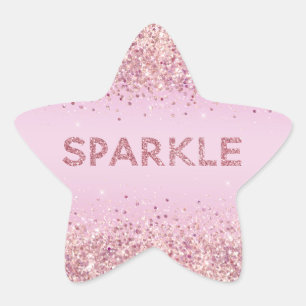 Pink Glitzy Glitter Sparkle Star Sticker