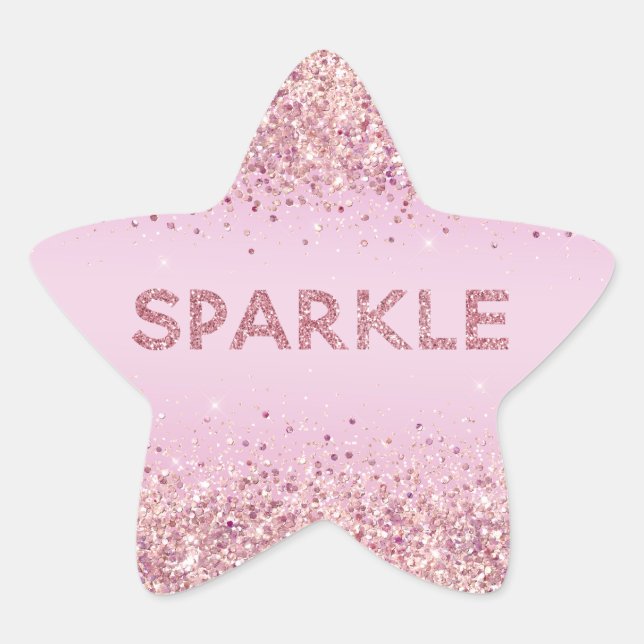 Pink Glitzy Glitter Sparkle Star Sticker (Front)