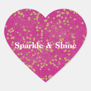 Pink Glitzy Gold Sparkle Confetti Dots Heart Sticker