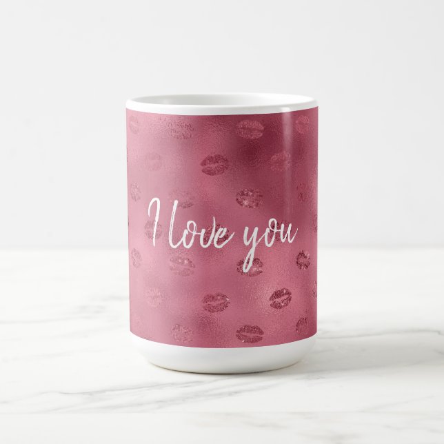 Pink Glitzy Lips Coffee Mug (Center)