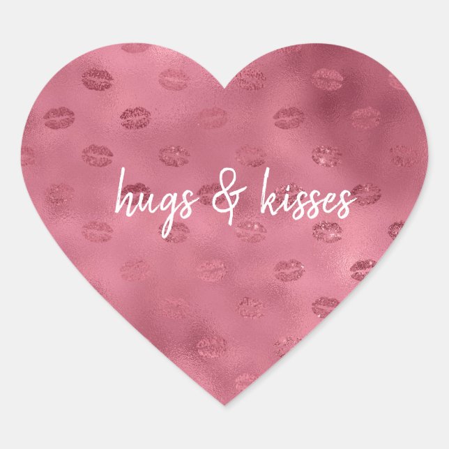 Pink Glitzy Lips Heart Sticker (Front)