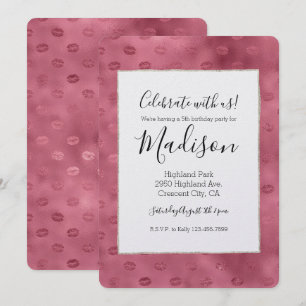 Pink Glitzy Lips Invitation