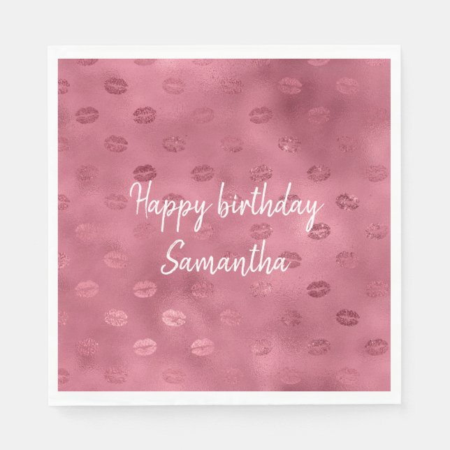 Pink Glitzy Lips Napkin (Front)