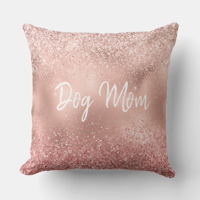 Pink Glitzy Sparkle Glitter Dog Mum Cushion (Front)