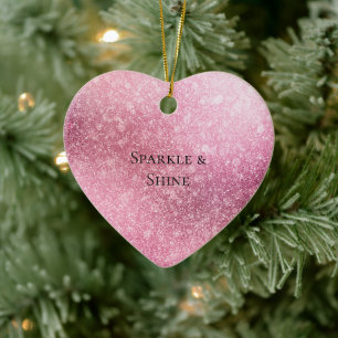Pink Glitzy Sparkle Personalised Ceramic Tree Decoration