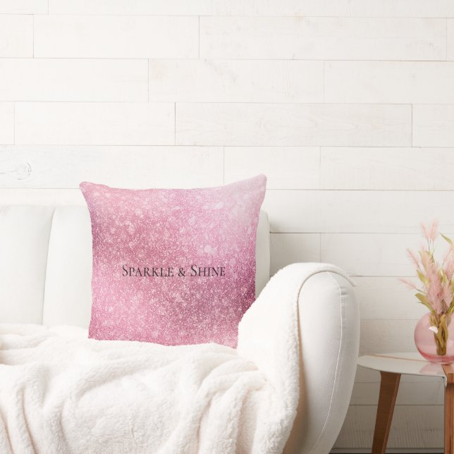 Pink Glitzy Sparkle Personalised  Cushion (Couch)