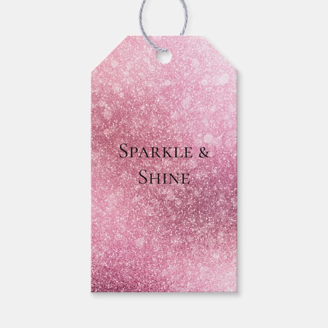 Pink Glitzy Sparkle Personalised  Gift Tags (Front)